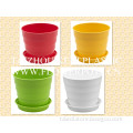 Colourful Plastic Pot with Plate (KD552)